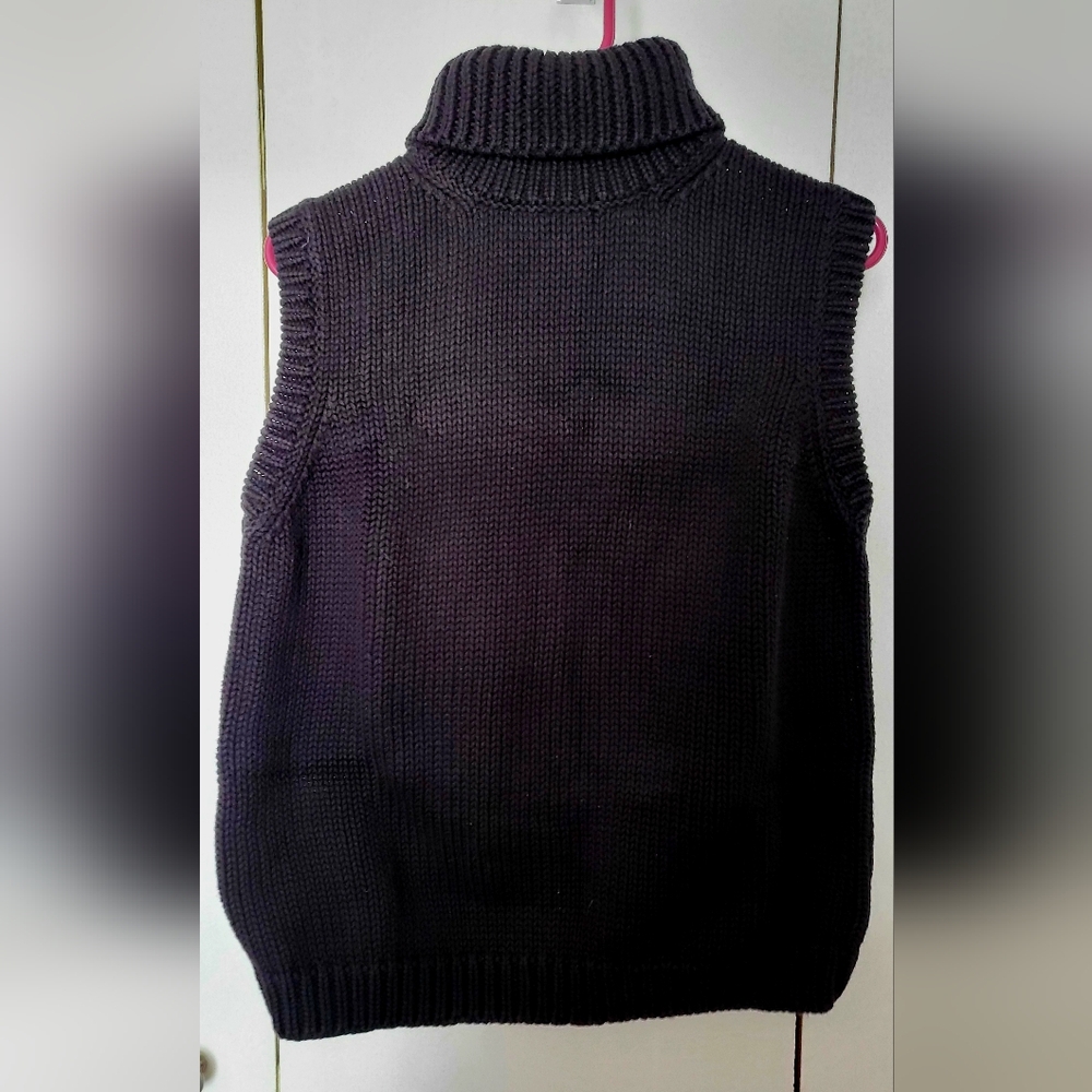Ralph Lauren Dark Knit Sleeveless Turtleneck Sweater